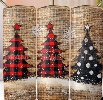 Plaid Christmas trees tumbler