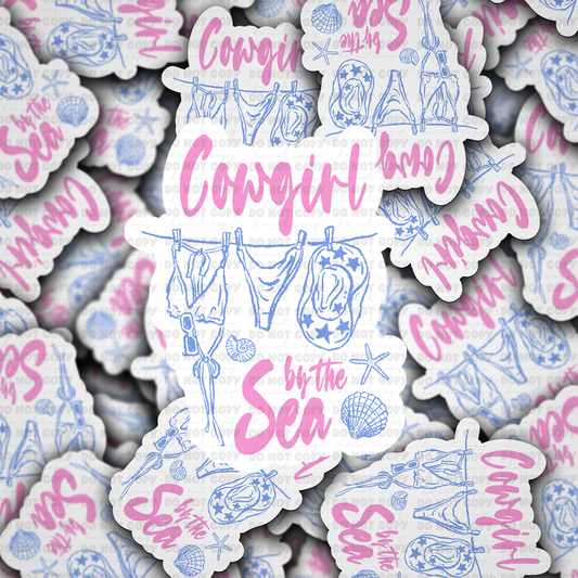 Cowgirl by the sea sticker