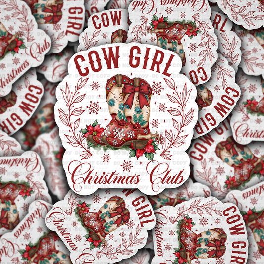 Cowgirl Christmas club sticker