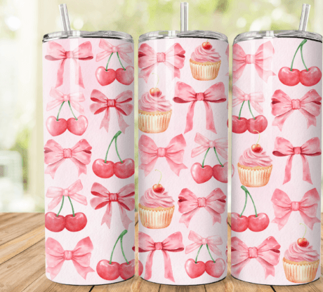 cherry bow cupcake tumbler
