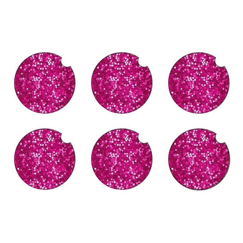 Pink glitter car coaster set