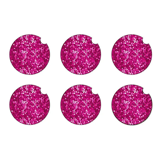 Pink glitter car coaster set