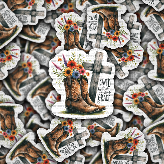 Saved by that amazing grace sticker