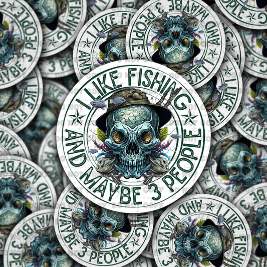 I like fishing and maybe 3 people sticker