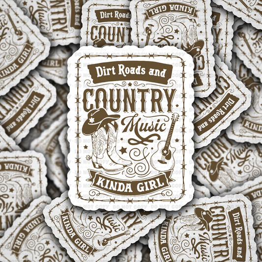 Dirt roads and country music sticker