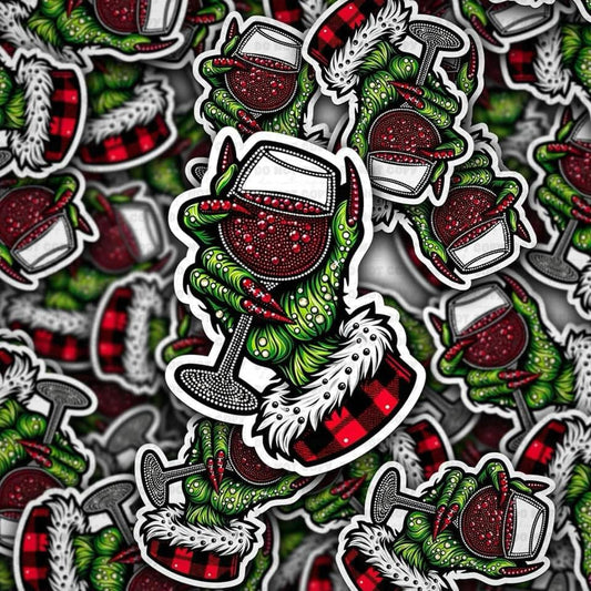 green wine hand sticker