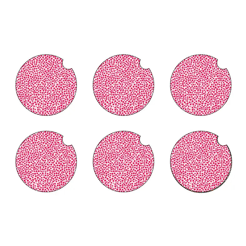 Pink dots car coaster set