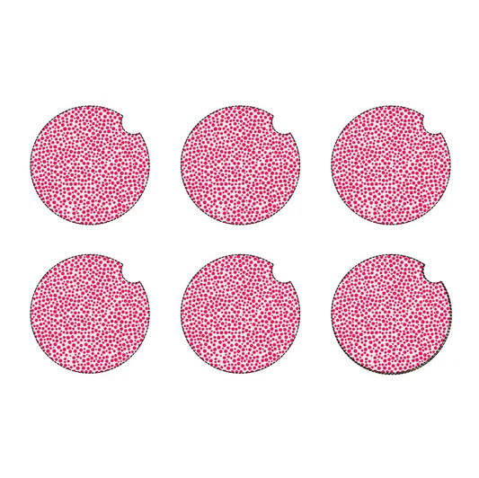 Pink dots car coaster set