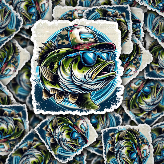 Fish wearing a hat sticker