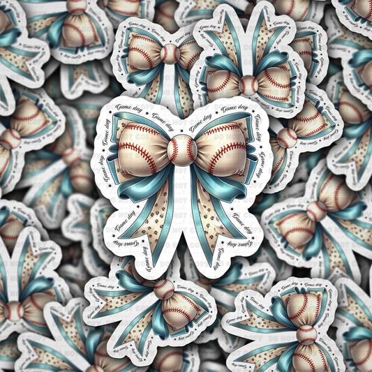 baseball bow sticker