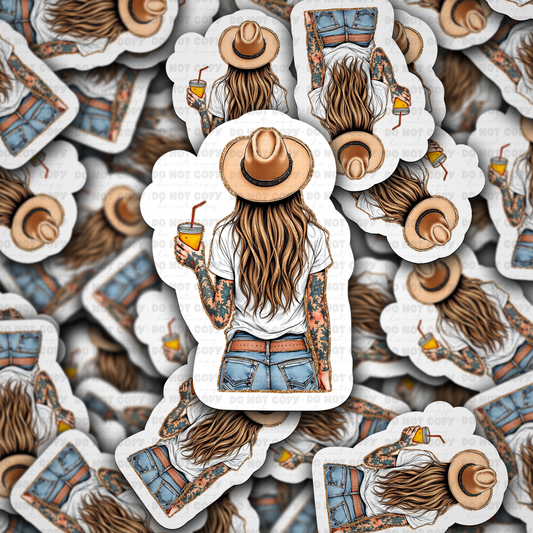Girl with drink  sticker