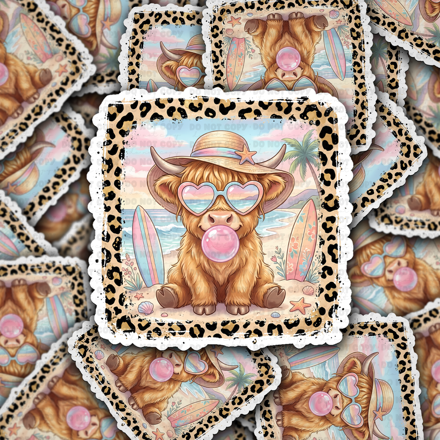 Highland cow beach sticker