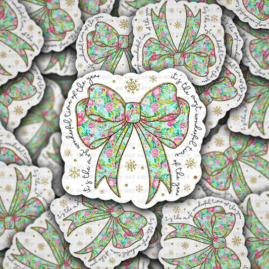 Its the most wonderful time bow sticker