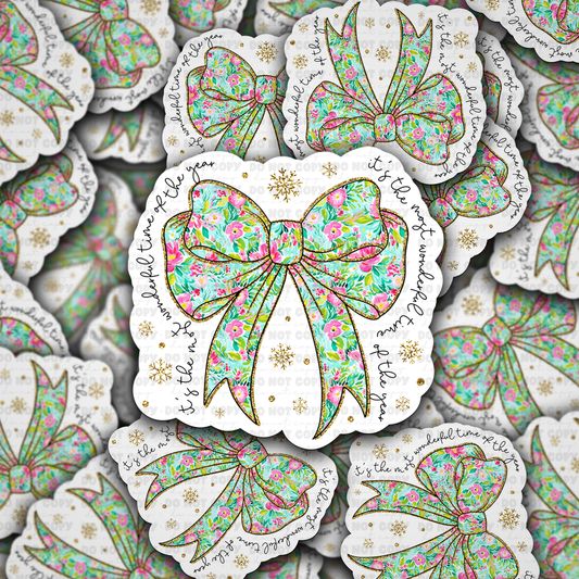 Its the most wonderful time of the year bow sticker