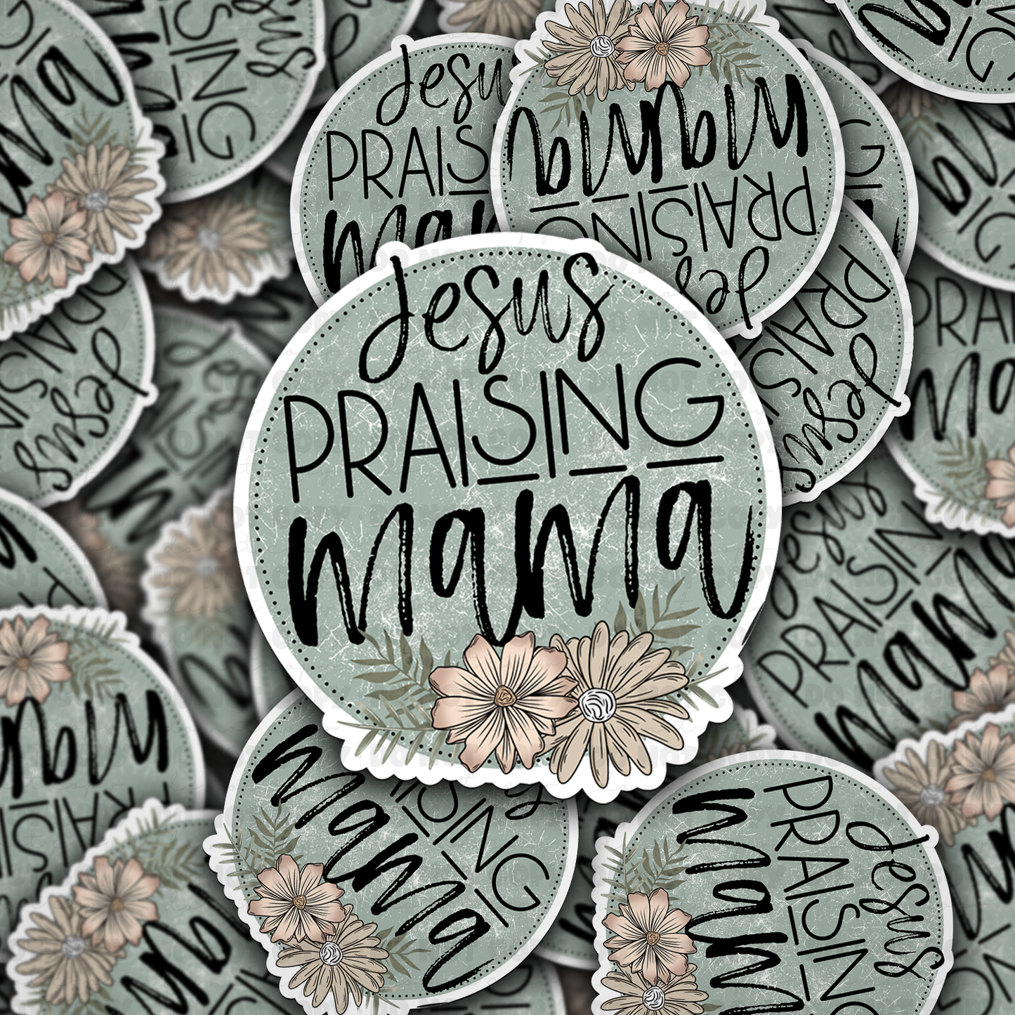 Jesus praising mama sticker