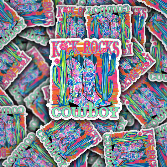 kick rocks cowboy sticker