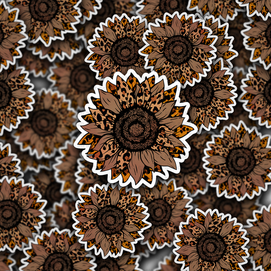 Leopard sunflower  sticker