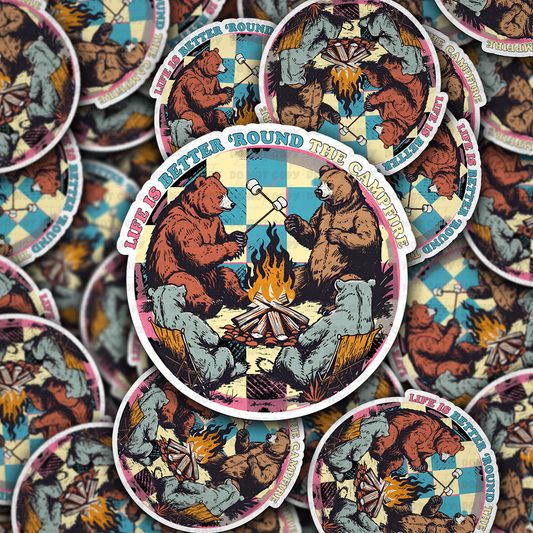 Life is better round the camp fire sticker