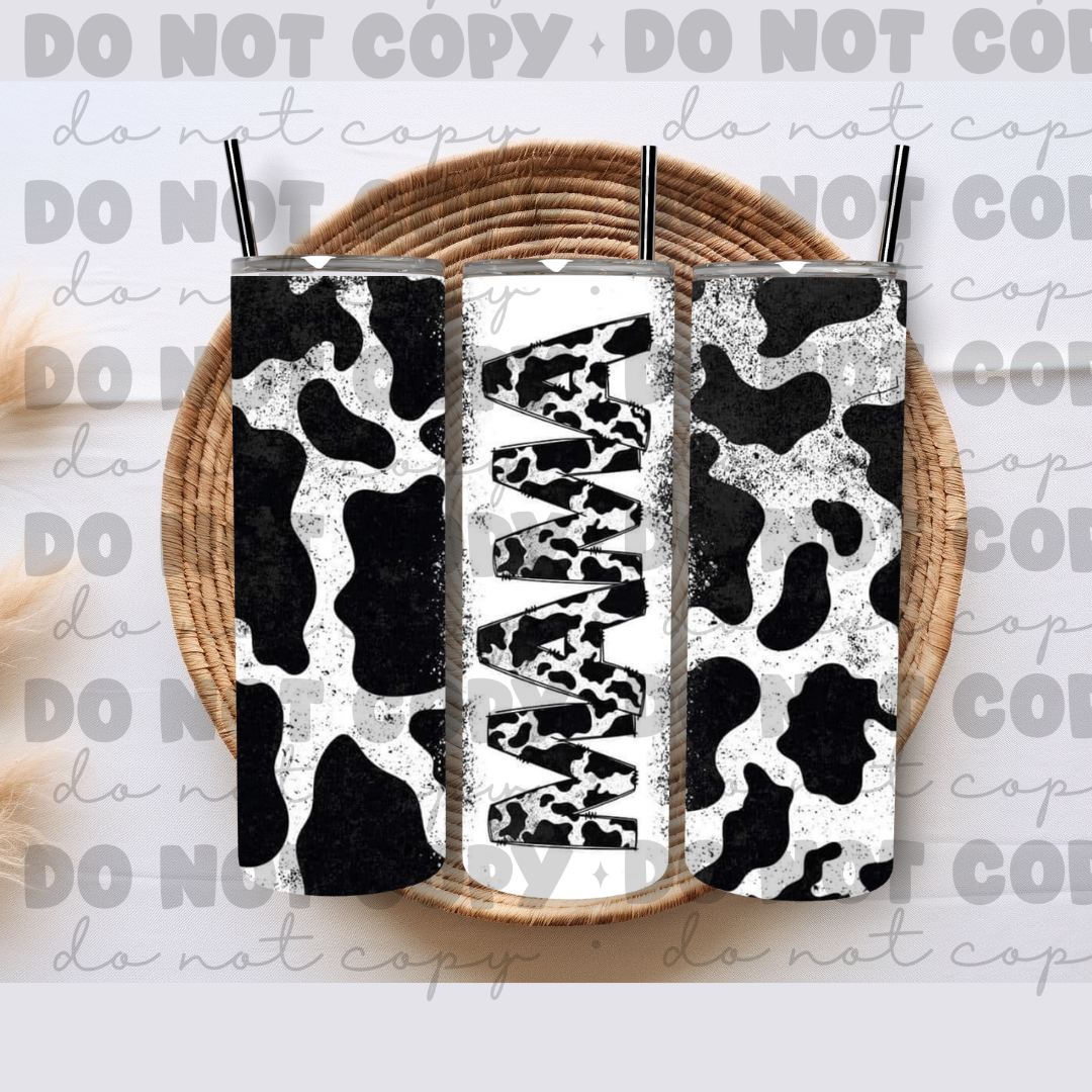 Mama cow print tumbler