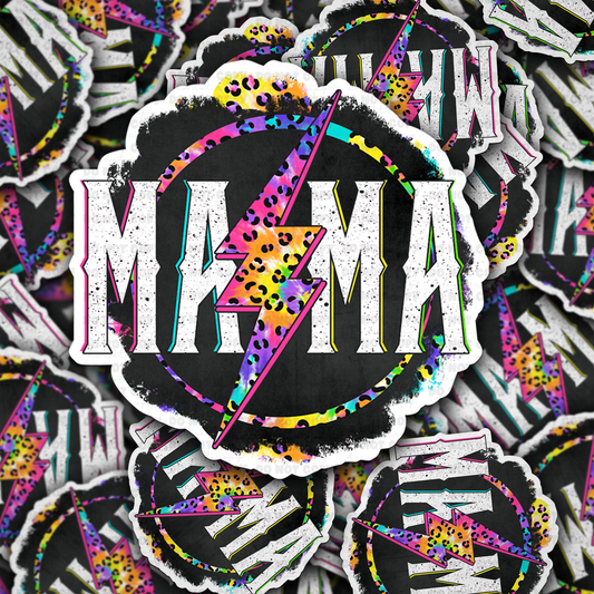 mama leopard circle sticker