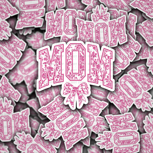 Mom pink bow sticker