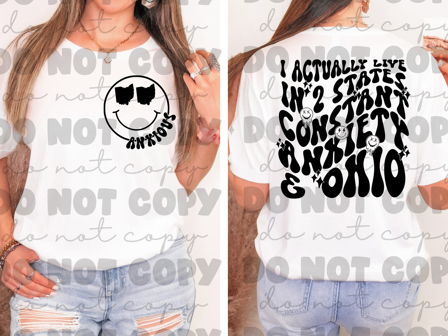 I live in two states constant anxiety and ohio shirt