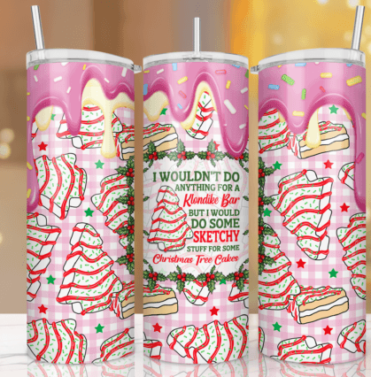 Pink Christmas cake tumbler