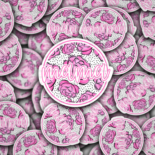 Pink rose mama sticker