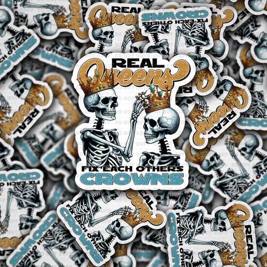 Real queens fix each others crowns  sticker