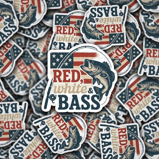 Red white and bass sticker