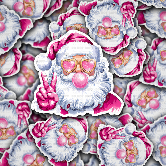 Santa blowing a bubble sticker