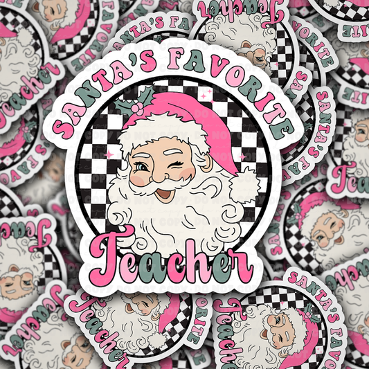 Santa's favorite teacher sticker