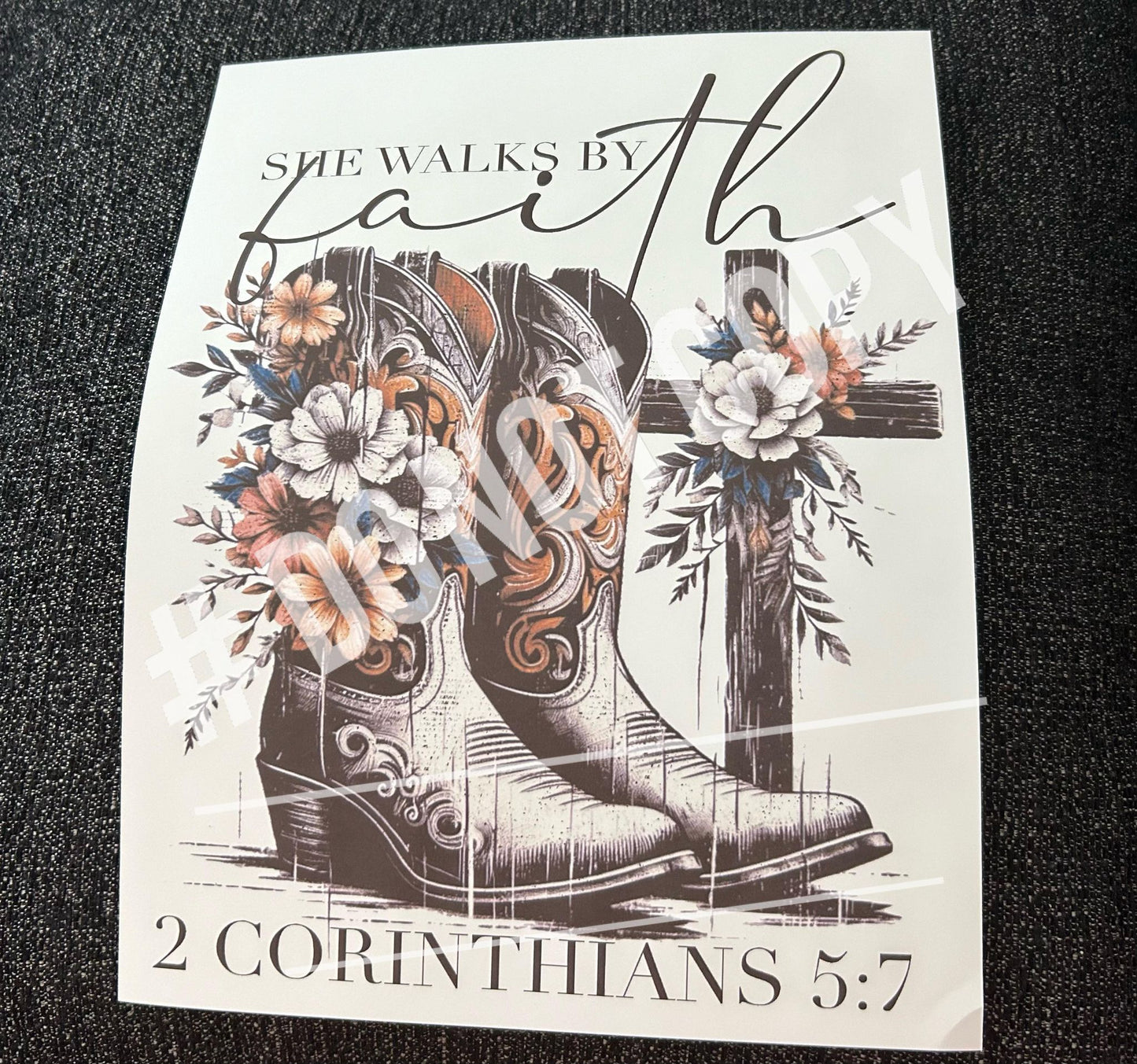 She walks by faith sublimation print
