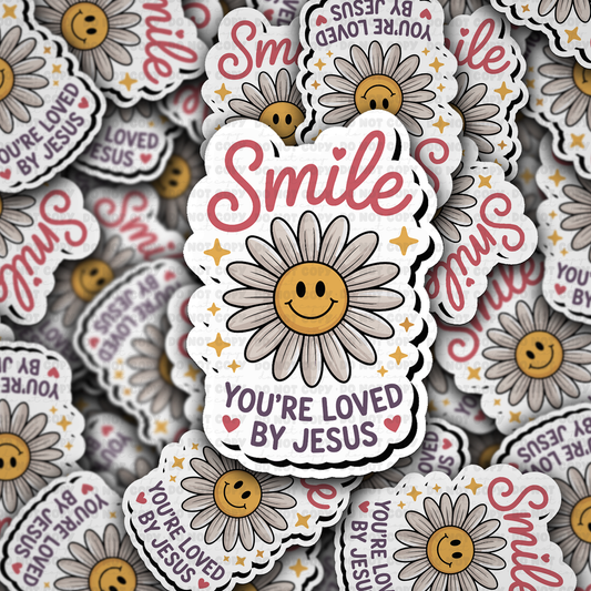 Smile you're loved by Jesus sticker