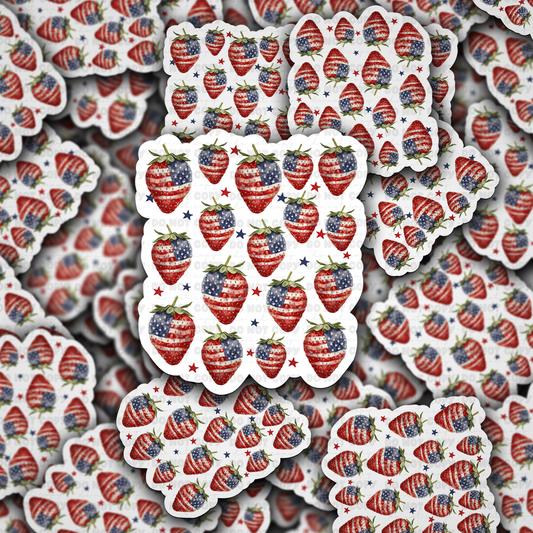 Strawberry flag sticker