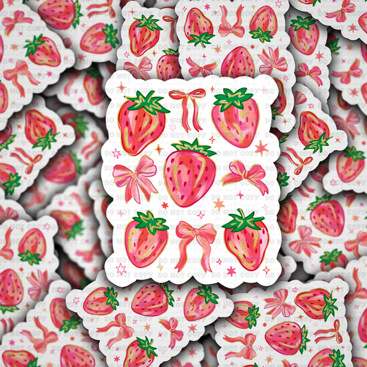 Strawberry bows sticker