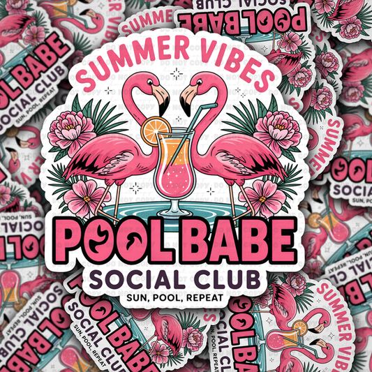summer vibes pool babe social club sticker