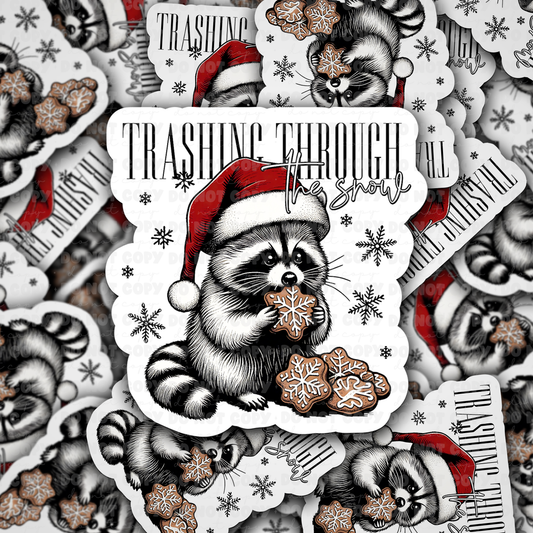 Trashing through the snow sticker