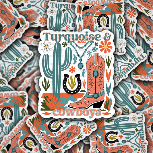 Turquoise and cowboys sticker
