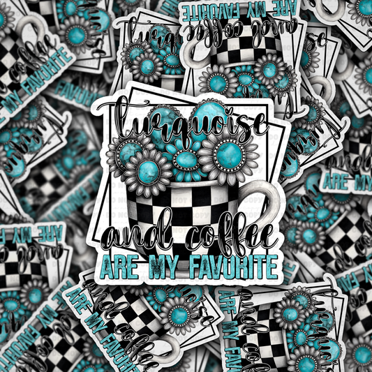 Turquoise and coffee sticker