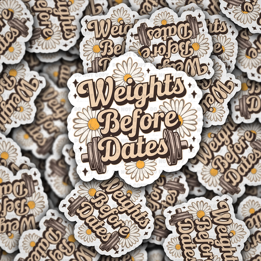 Weights before dates sticker