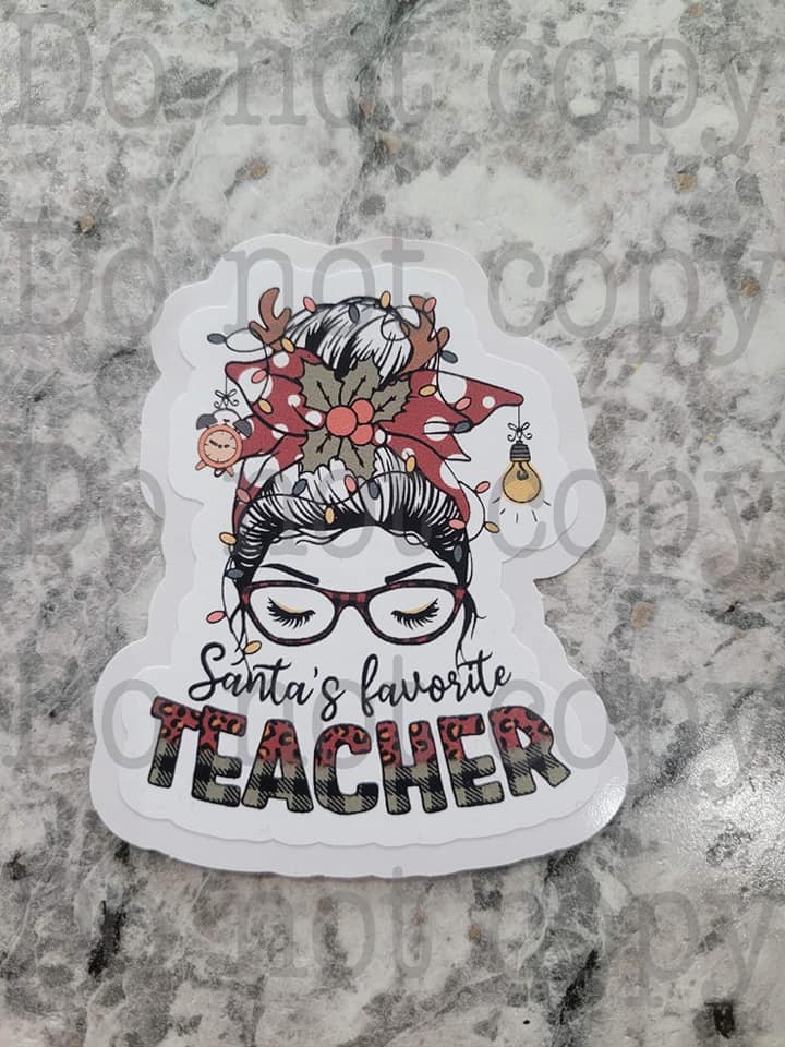 santas favorite teacher sticker