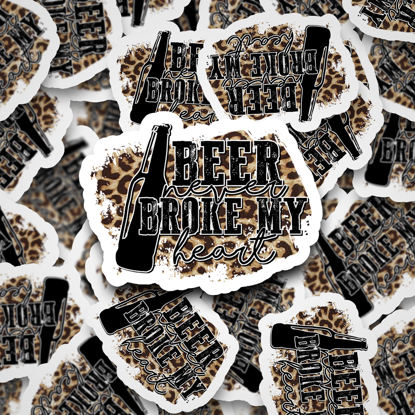 beer never broke my heart sticker